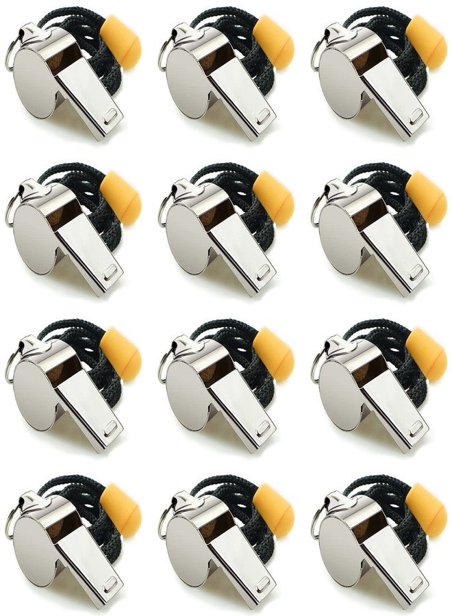 Hipat Whistle, 12PCS Sports Whistle with Lanyard, Very Loud Stainless Steel Whistle Bulk, Ideal for Coaches, Referees, and Officials - Image 1