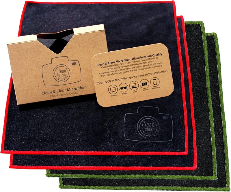 Clean & Clear Microfiber Extra Large Cleaning Cloth [4 Pack] - Ultra Premium Microfiber for Camera Lens, Glasses, Screens, and All Lens - Image 1