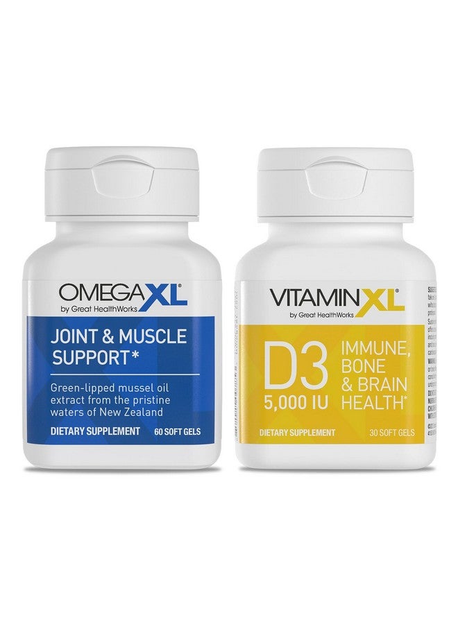OmegaXL Joint Support Supplement - 60 Softgels & VitaminXL D3 High Potency Daily Vitamin D 5000 IU 125mcg Immune Support Supplement (30 Softgels) - 2 Pack - Image 1