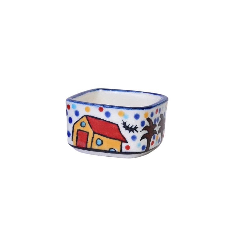 Freakway Handpainted 6 Dips of Hut Ceramic Dip Bowl/Chutney Bowl/Pickle Bowl/Sauce Serving Bowl Set (50 ML, Small, 6-Pieces, Multicolour, Cartoon Shape Square) - Image 4