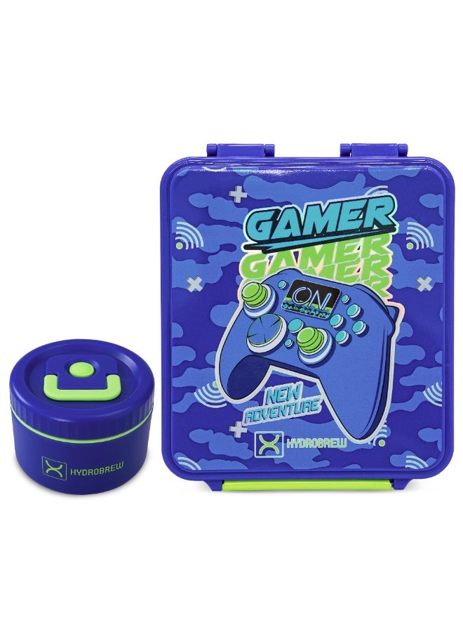 Hydrobrew Personalized Bento Lunch Box w/Steel Food Jar - Gamer Blue - Image 2