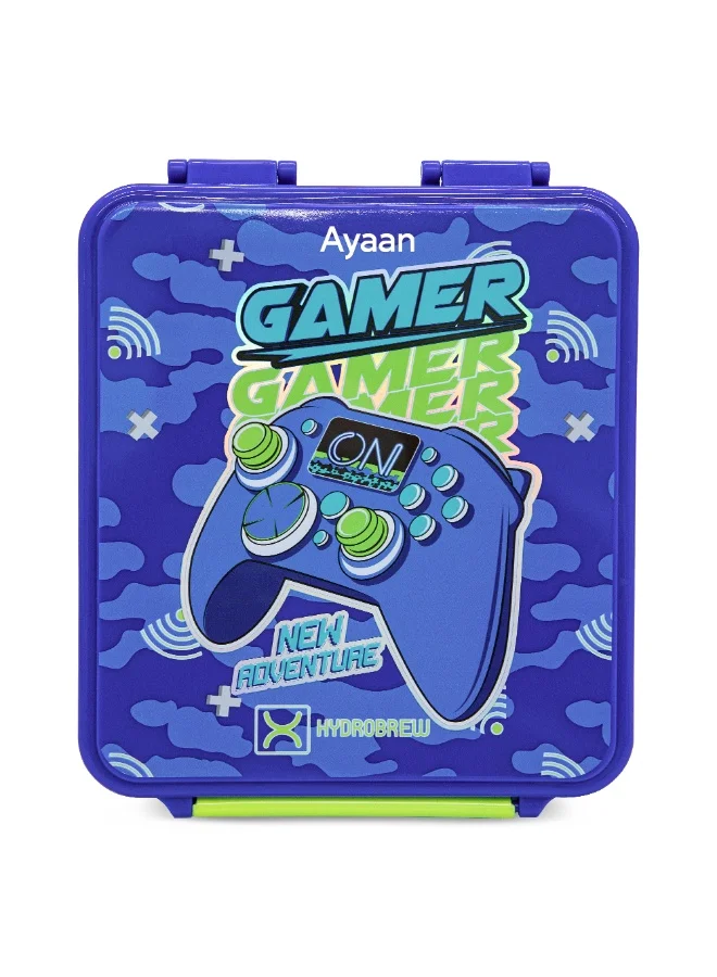 هيدروبرو Hydrobrew Personalized Bento Lunch Box w/Steel Food Jar - Gamer Blue