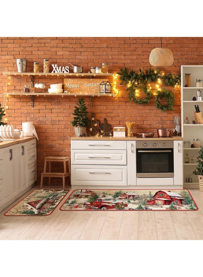 Satinior SATINIOR 3 Pcs Fall Kitchen Rugs Pumpkin Gnome Door Mats Non Slip Black Christmas Snowman Floor Mat Farmhouse Washable Retro Christmas Nutcracker Rug for Kitchen Home Indoor(Trees) - Image 2