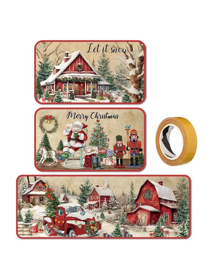 Satinior SATINIOR 3 Pcs Fall Kitchen Rugs Pumpkin Gnome Door Mats Non Slip Black Christmas Snowman Floor Mat Farmhouse Washable Retro Christmas Nutcracker Rug for Kitchen Home Indoor(Trees) - Image 1