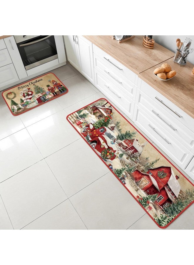 Satinior SATINIOR 3 Pcs Fall Kitchen Rugs Pumpkin Gnome Door Mats Non Slip Black Christmas Snowman Floor Mat Farmhouse Washable Retro Christmas Nutcracker Rug for Kitchen Home Indoor(Trees) - Image 3
