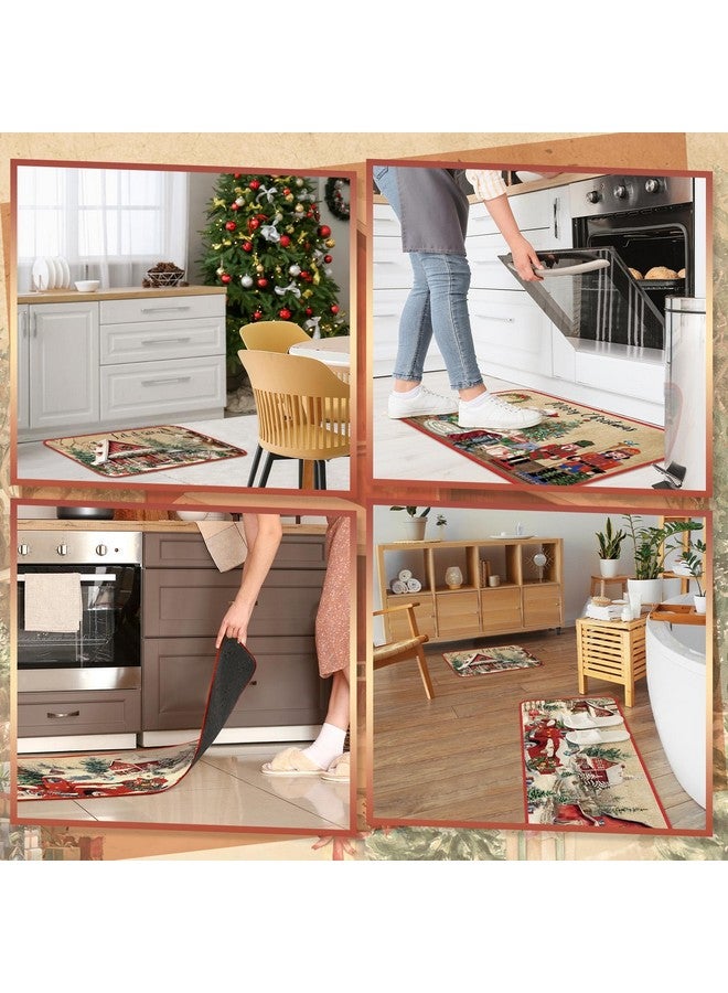 Satinior SATINIOR 3 Pcs Fall Kitchen Rugs Pumpkin Gnome Door Mats Non Slip Black Christmas Snowman Floor Mat Farmhouse Washable Retro Christmas Nutcracker Rug for Kitchen Home Indoor(Trees) - Image 5