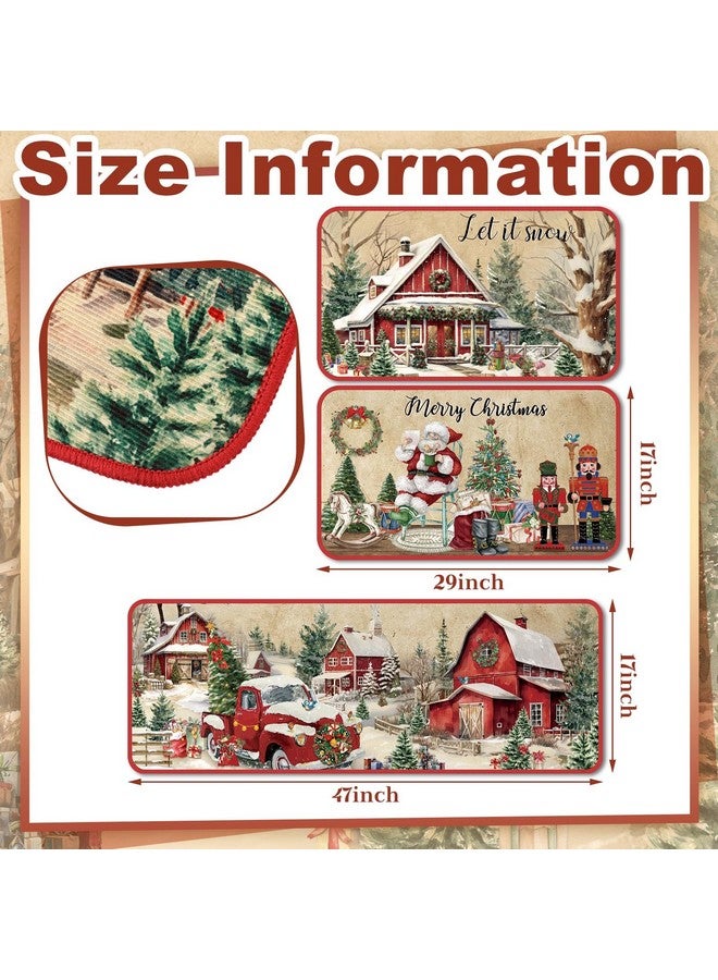Satinior SATINIOR 3 Pcs Fall Kitchen Rugs Pumpkin Gnome Door Mats Non Slip Black Christmas Snowman Floor Mat Farmhouse Washable Retro Christmas Nutcracker Rug for Kitchen Home Indoor(Trees) - Image 4