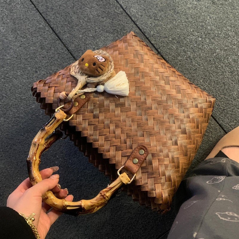 حقيبة توت PVC منسوجة عتيقة - Image 4