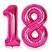 SUWEN 40 Inch Hot Pink Large 18 Number Balloons Big Foil Helium Number Balloons 09 Jumbo Happy 18th Mylar Birthday Party Decorations for Girl or Women 81 Anniversary Party Supplies - Image 2