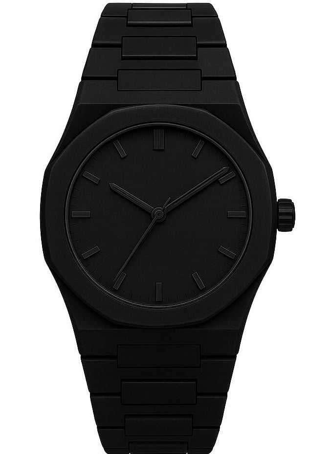 وينكس ساعة كوارتز رجالية، طراز رياضي كاجوال أسود، ميناء مضلع بأرقام رومانية، هيكل وحزام بلاستيكي، تعمل بالبطارية، مثالية للارتداء اليومي والهدايا، ساعة للرجال - Image 2