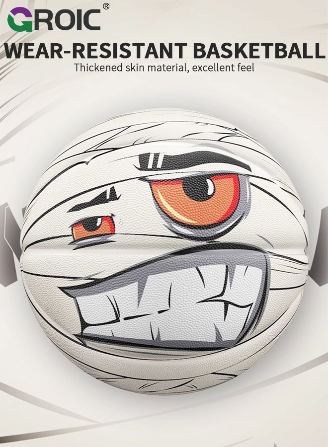 GROIC Official Size 7 Basketball - Graffiti Design Durable Rubber Training Ball for Men/Women, Outdoor Basketball Premium Elasticity/Grip Rubber Basketballs, Made for Indoor Outdoor Basketball Games - Image 3