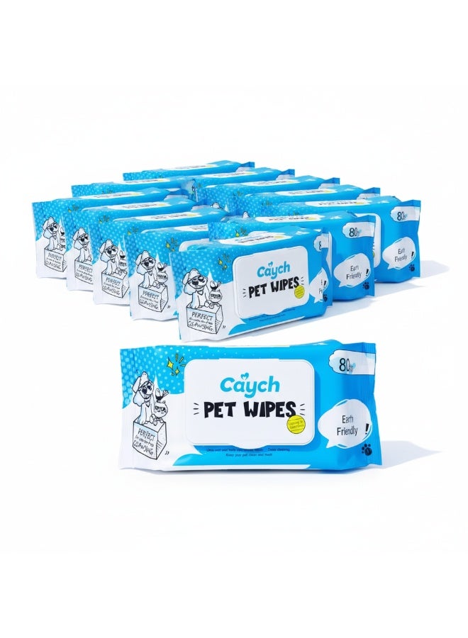 CAYCH Pet Wipes 80 x 12 - 960 Sheets for Dogs and Cats Antibacterial Hypoallergenic Grooming Wipes Deodorizing Eco Friendly Cleaning Wipes for Paws Body Eyes Ears and Daily Use - Image 1