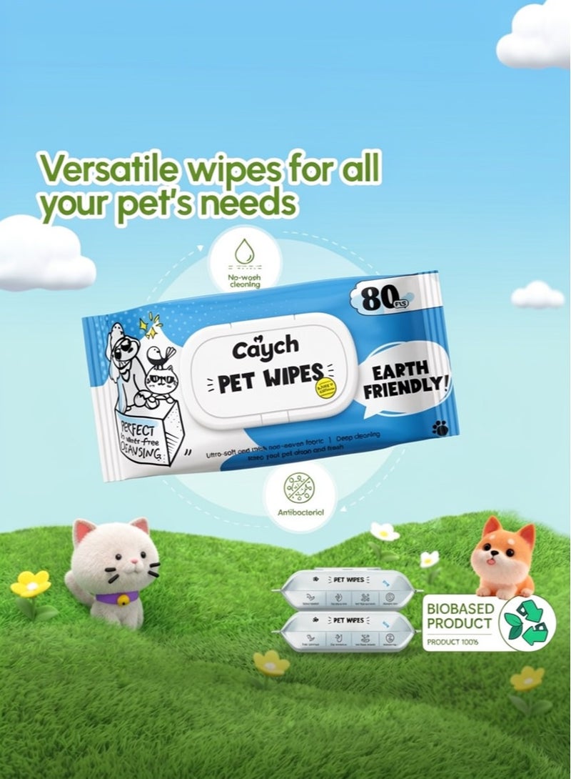 CAYCH Pet Wipes 80 x 12 - 960 Sheets for Dogs and Cats Antibacterial Hypoallergenic Grooming Wipes Deodorizing Eco Friendly Cleaning Wipes for Paws Body Eyes Ears and Daily Use - Image 3