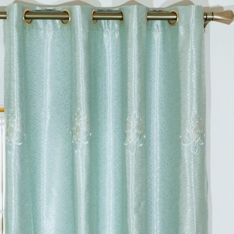 Amidoudou 1 Pair European Luxury Embroidered Curtains for Living Room Bedroom (Blue Green,51x90 Inch) - Image 5