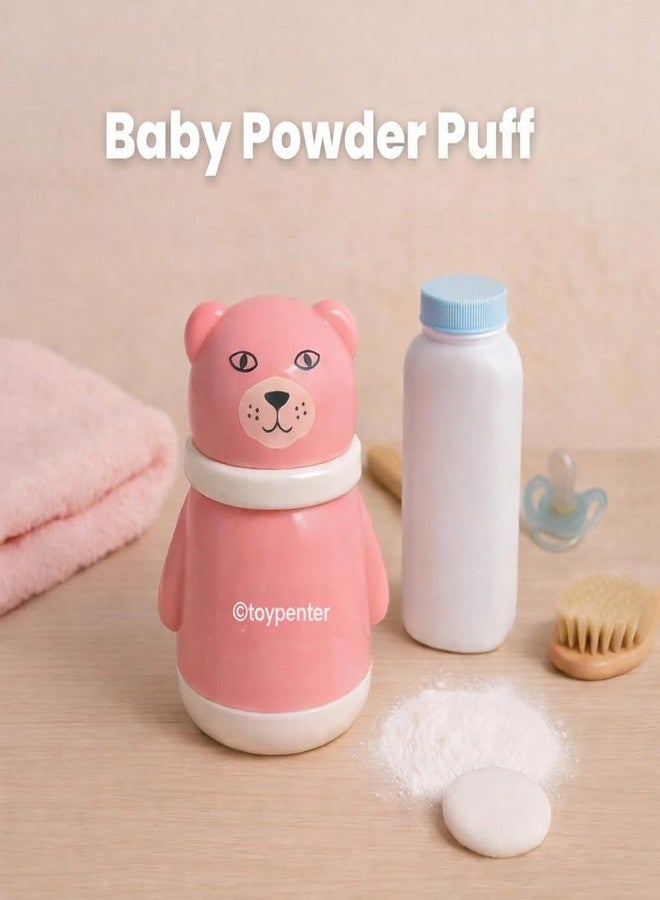 TOYPENTER Portable Baby Skin Care Baby Powder Puff With Box Holder Container For New Born & Kids For Baby Face & Body (Pink-White) - Image 4