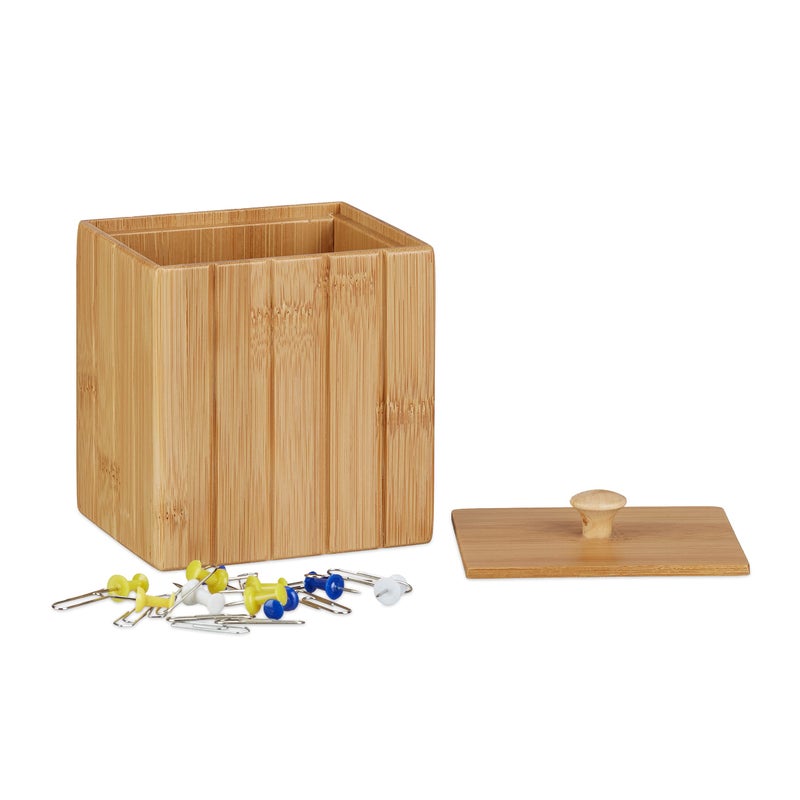 Relaxdays Storage box with lid small wooden box bamboo storage box wooden storage box 8 x 10 x 115 cm natural