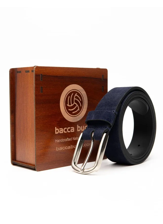 Bacca Bucci  Men's Genuine Leather Suede Wide Belt in Navy Blue for Men | Best Price UAE