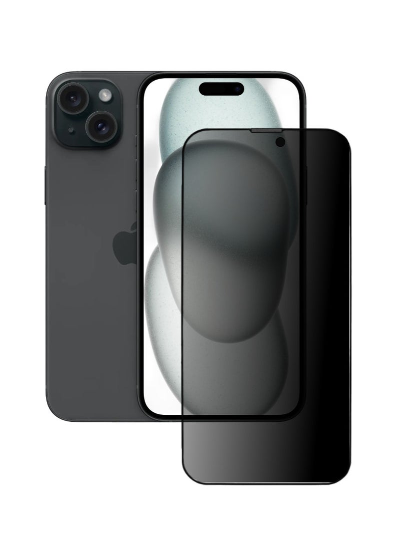 ACLIX Antistatic ESD Dustof Premium Quality High Definition Anti-Spy Privacy Tempered Glass Screen tector Designed For  iPhone 15 Plus - Image 1
