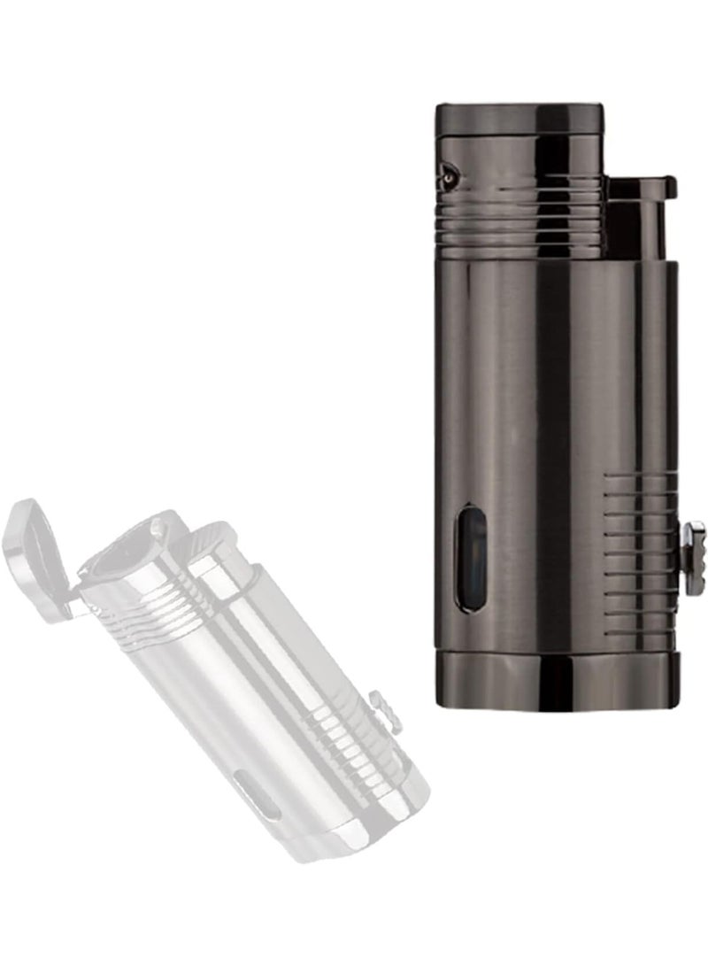 Honest 3-Jet Flame Cigar Lighter – Windproof Refillable Butane Torch with Built-In Cigar Cutter – Metal Body, Adjustable Flame, Lock Switch – Ideal for , BBQ, Camping - Image 1