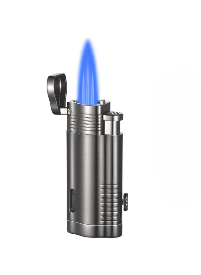 Honest 3-Jet Flame Cigar Lighter – Windproof Refillable Butane Torch with Built-In Cigar Cutter – Metal Body, Adjustable Flame, Lock Switch – Ideal for , BBQ, Camping - Image 2
