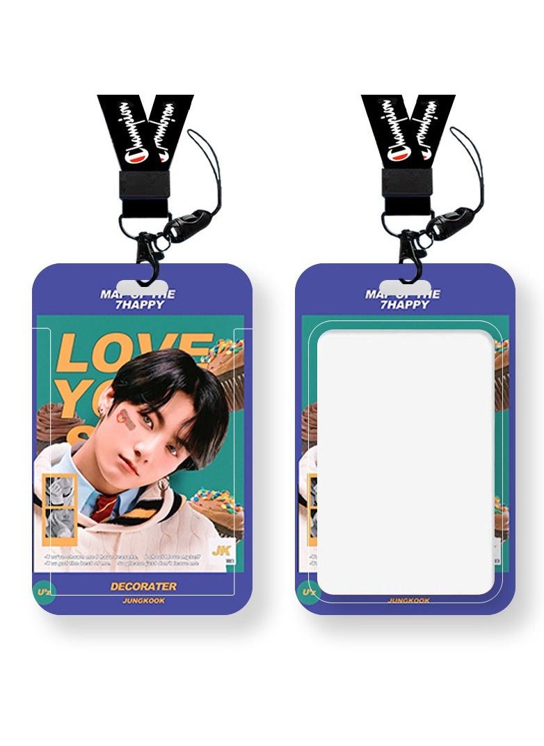 NIBEMINENT South Korea BTS Student Work Permit School Access Card Protective Cover With Lanyard 