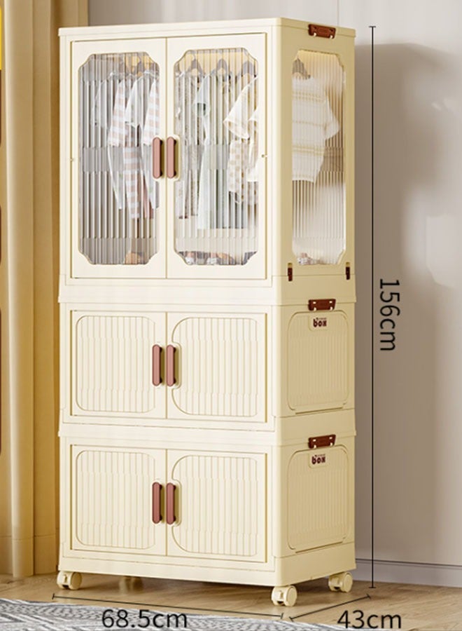 keke 2 Layers Stylish Multi-Functional Storage 1 Cabinet & 2 Wardrobe  - Image 1