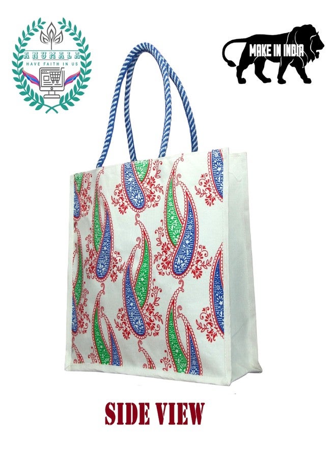 Anumala® Eco-Friendly White Canvas Bags with Zipper Closure| Organic Tote Bags Elegantly Printed for Return Gifts, Office, Grocery, Picnic, Shopping, Wedding Return Gifts. (14x6x16 Inches, Pack of 8) - Image 5