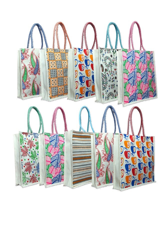 Anumala® Eco-Friendly White Canvas Bags with Zipper Closure| Organic Tote Bags Elegantly Printed for Return Gifts, Office, Grocery, Picnic, Shopping, Wedding Return Gifts. (14x6x16 Inches, Pack of 8) - Image 1