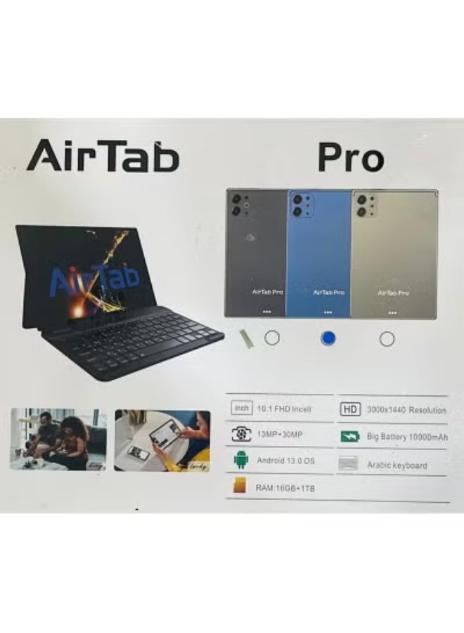 AirTab Pro Android Tablet with Arabic Keyboard – 10.1-Inch Full HD Touchscreen, 16GB RAM, 1TB Storage, 10000mAh Long Battery Life – Dual SIM, Wi-Fi & Bluetooth, Fast Processor – Ideal for Study, Business, Gaming – Titanium Grey Finish - Image 4