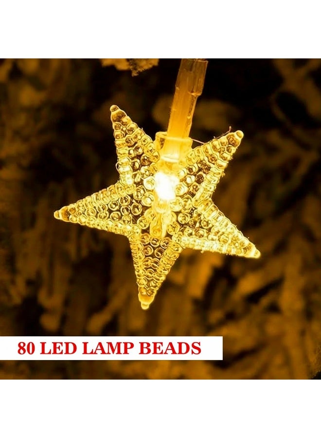 Dunekart Christmas Star String Lights – 80 LED, 10M Battery-Operated Fairy Lights with Remote, Waterproof Warm White Stars for Home, Party, Wedding & Garden Décor - Image 4