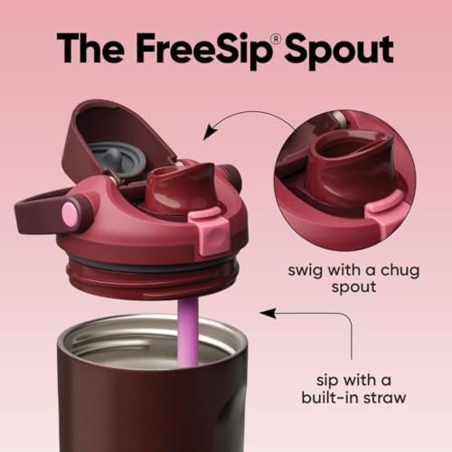 Owala FreeSip Sway Insulated Stainless Steel Water Bottle with TwoWay Spout BuiltIn Straw and Bucket Handle Made for Travel School and Sports 30oz BPA Free Leak Proof Black Cherry - Image 3
