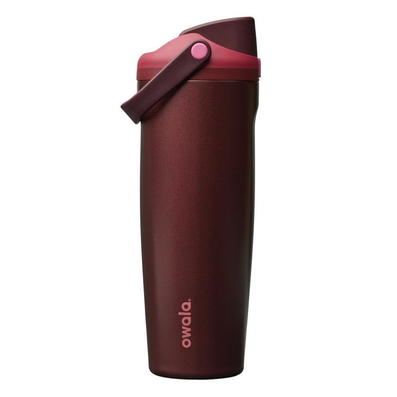 Owala FreeSip Sway Insulated Stainless Steel Water Bottle with TwoWay Spout BuiltIn Straw and Bucket Handle Made for Travel School and Sports 30oz BPA Free Leak Proof Black Cherry - Image 2