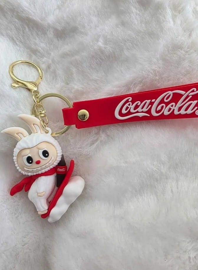 Coca-Cola Keychain Cute  Coca-Cola Labubu Doll Wristlet Accessories For Backpack Handbag Car Keys - Image 3