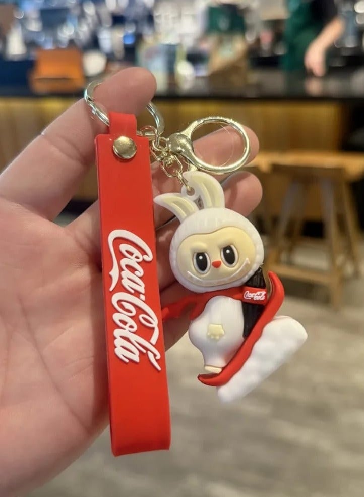 Coca-Cola Keychain Cute  Coca-Cola Labubu Doll Wristlet Accessories For Backpack Handbag Car Keys - Image 1
