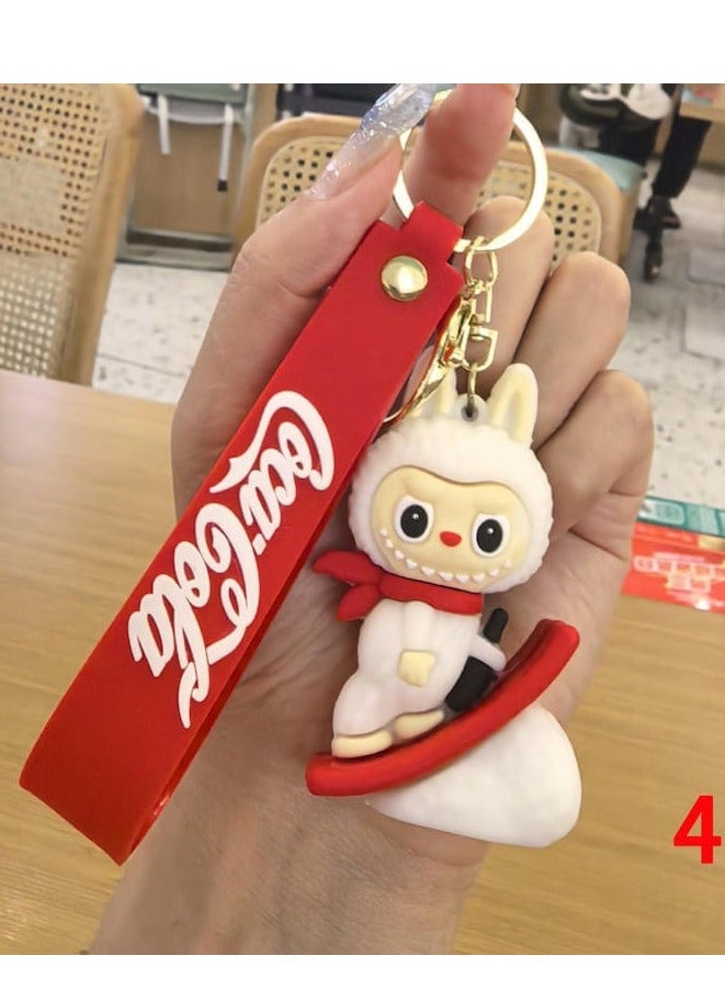 Coca-Cola Keychain Cute  Coca-Cola Labubu Doll Wristlet Accessories For Backpack Handbag Car Keys - Image 4