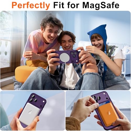 ZOZDOKG Magnetic for iPhone 17 Pro Max Case with Privacy Screen Protector & Camera Protection, Compatible with MagSafe Matte Shockproof Phone Case for iPhone 17 ProMax Women Girls, Purple - Image 4