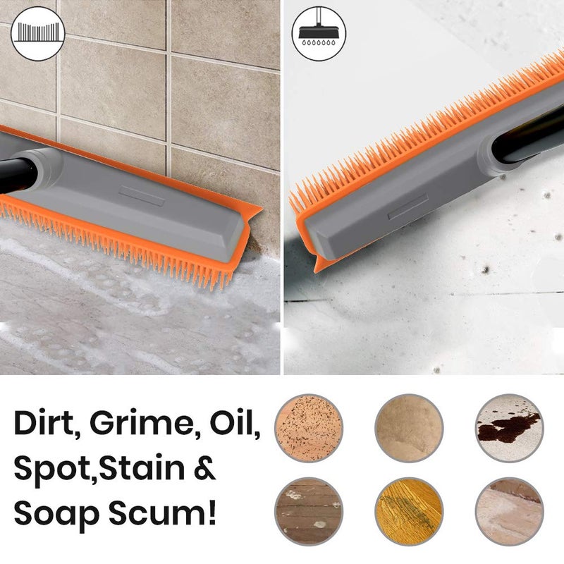 TreeLen Rubber Broom Carpet Rake Pet Hair Remover Broom with Squeegee Extension Push Broom for Carpet Hardwood Floor Tile Windows Cleaning - Image 2