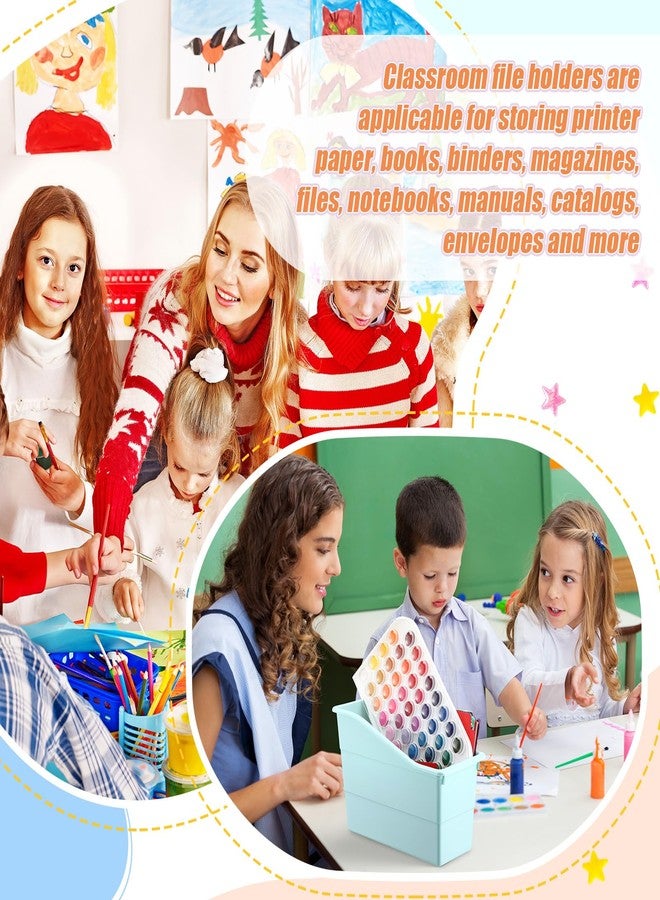 Affrolling 6 Pack Book Bins for Classroom Book and Binder Holders Plastic Vertical Organizer Baskets Storage Boxes for Home Office Classroom Library Organization Supplies (Light Colors) - Image 5