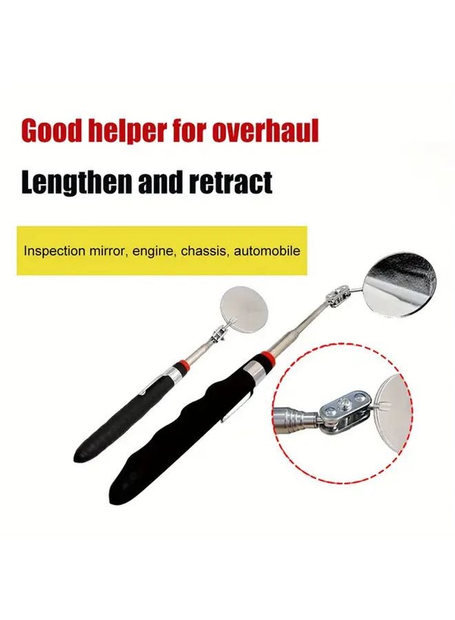Black Magnetic Telescopic Inspection Mirror With Pen Clip Battery Free For Car Maintenance - Image 5