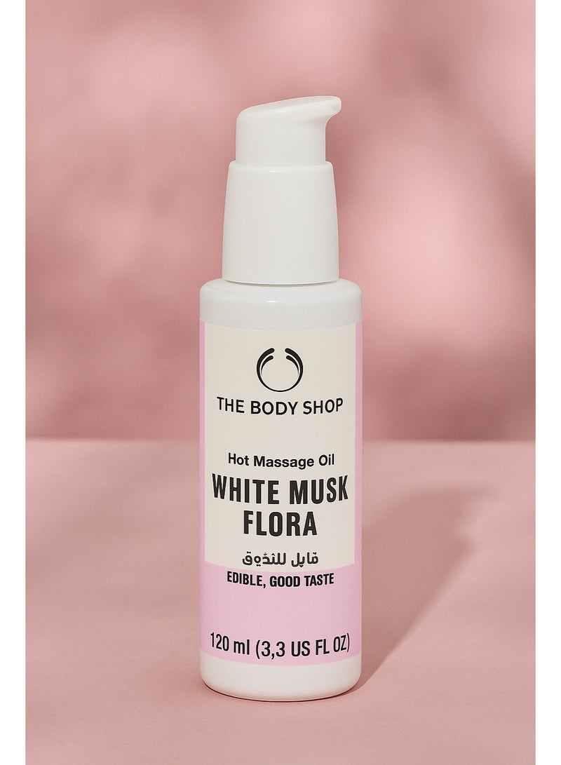 ذا بودي شوب زيت مساج وايت مسك فلورا من ذا بودي شوب – 120 مل | زيت تدليك ساخن قابل للأكل برائحة المسك الأبيض الزهرية – ترطيب ولمسة ناعمة للجسم - Image 2
