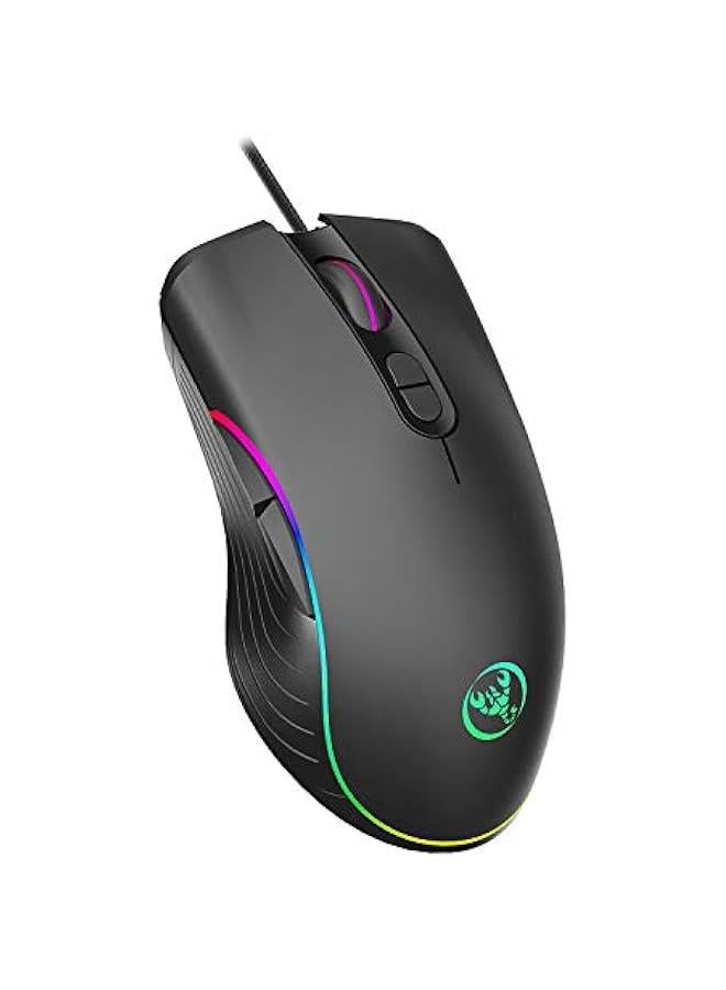 RGB Gaming Mouse, 4 DPI (1000/1600/3200/6400) Optical LED Mouse Wired with 7 ons RGB Marquee LED, Ideal for Laptop PC Computer Games and Daily Use (RGB 7 ons) - Image 1