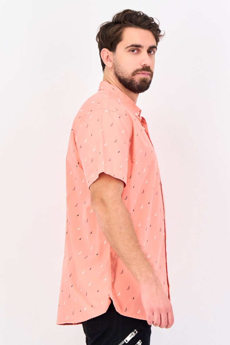 NAUTICA Men Classic  Fit Allover Print Short Sleeve Casual Shirt, Multicolor - Image 2