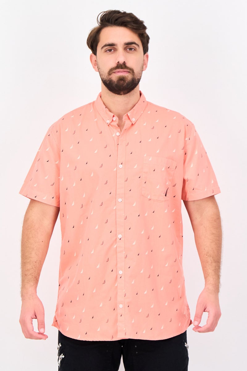 NAUTICA Men Classic  Fit Allover Print Short Sleeve Casual Shirt, Multicolor - Image 1