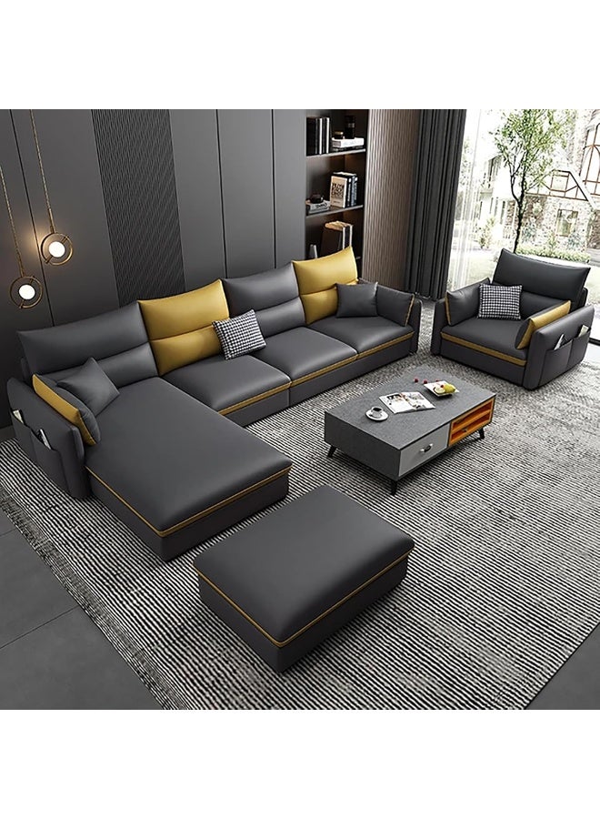 Poppins HOME Modern Sofa Living Room Arm Corner Sectional Mid Century Mini Loveseat Couch Accent Beds Leather Sofa Inflavel Bedroom Furniture Full Set (BlackAndGold) - Image 1
