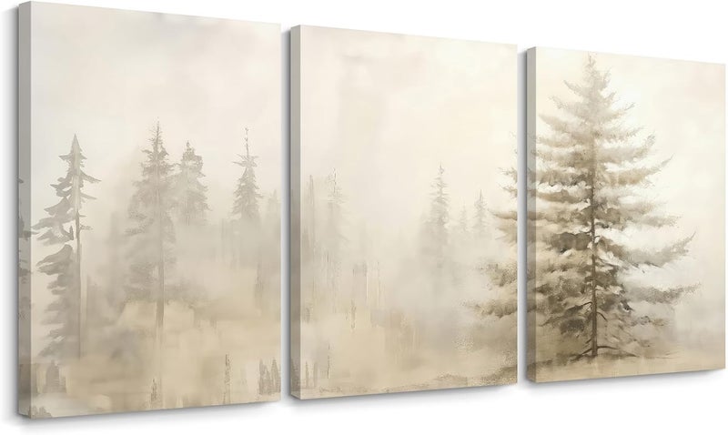Youillne Foggy Forest Wall Art Set of 3 - Image 1