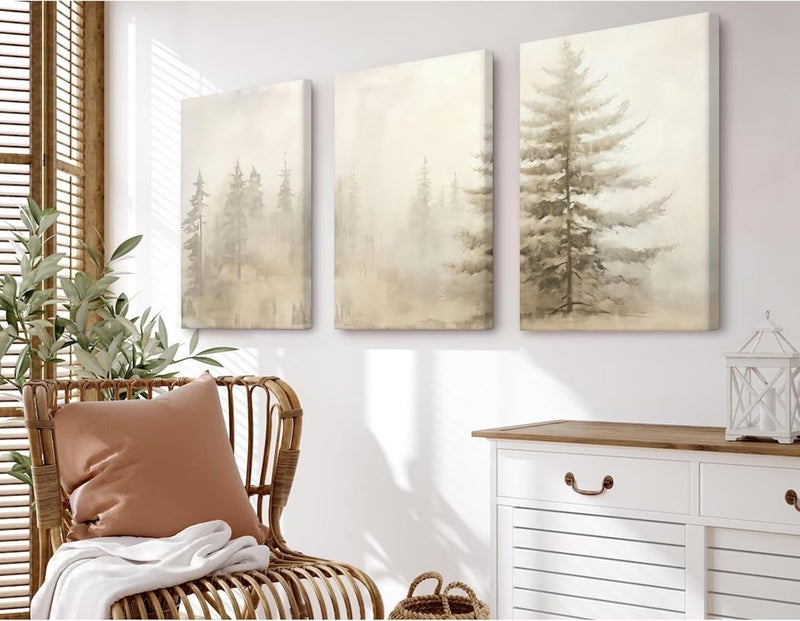Youillne Foggy Forest Wall Art Set of 3 - Image 3