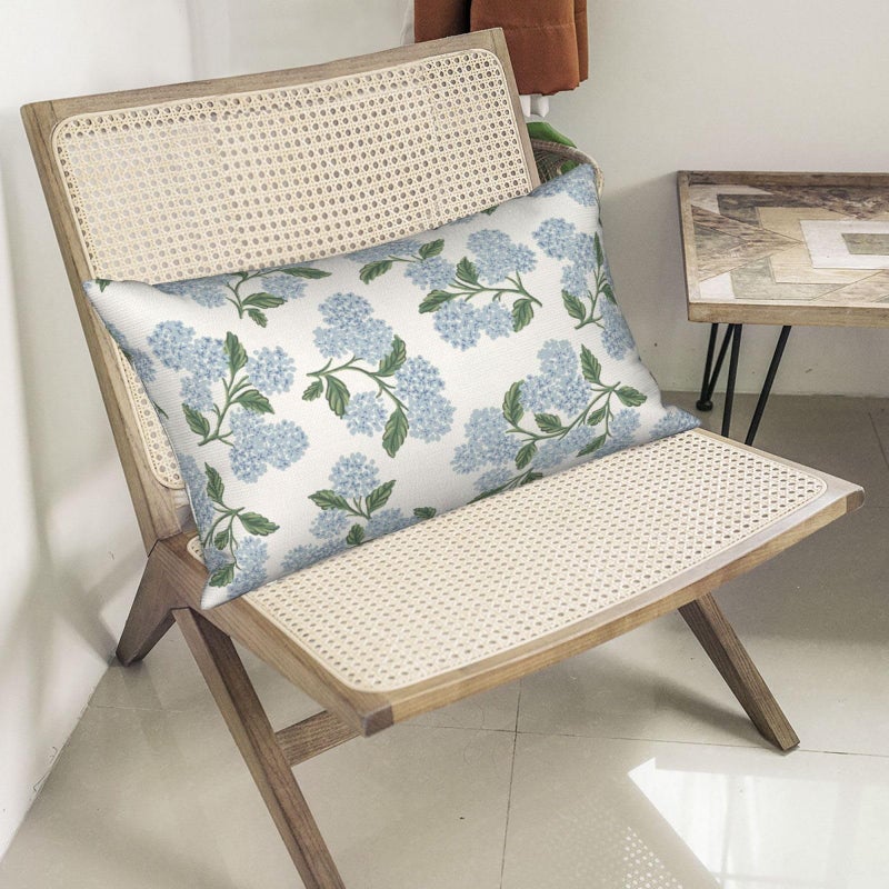DAFENA Spring Pillow Covers 12x20 Inch 2 Pcs Blue Green Hydrangea Flower Decor Throw Pillows Vintage Floral Seasonal Summer Outdoor Decoration Lumbar Pillowcase Linen Cushion Cover for Couch Sofa - Image 4