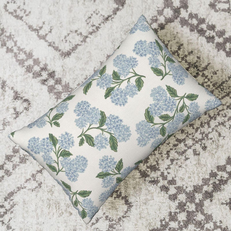 DAFENA Spring Pillow Covers 12x20 Inch 2 Pcs Blue Green Hydrangea Flower Decor Throw Pillows Vintage Floral Seasonal Summer Outdoor Decoration Lumbar Pillowcase Linen Cushion Cover for Couch Sofa - Image 5