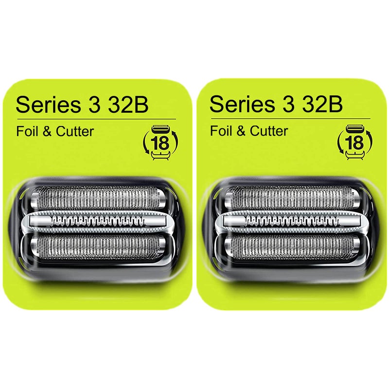 TEEYSO Series 3 32B Foil  Cutter Replacement Head for Braun Electric Shaver Compatible with Models 3000s 3010s 3020s 3030s 3040s 3050cc 3070cc 3080s 3090cc 320 330 340 350cc Series 3 Foil Shaver 2 Count