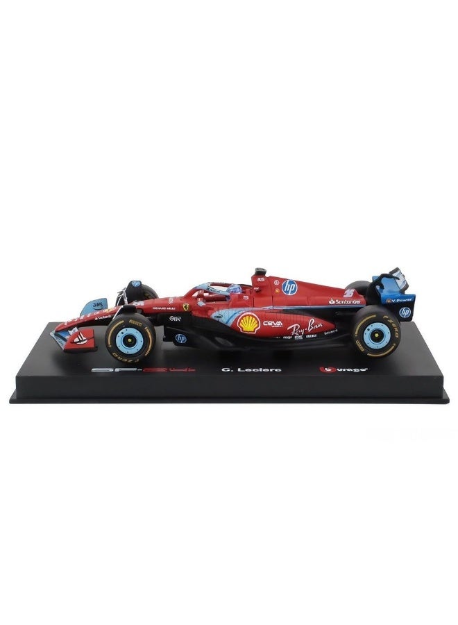 Bburago Racing F1 Miami Grand Prix 2024 Ferrari SF24 #16 Charles Leclerc Die-cast Car with Driver Helmet (1:43, Red/Black) - Image 3